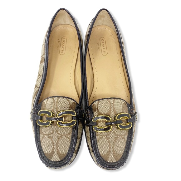 Coach Loafers CC Logo Monogram Jacquard Tan 9.5 - Picture 4 of 15